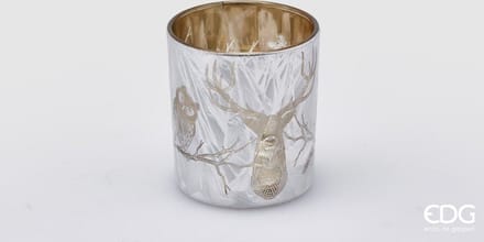 EDG - Enzo De Gasperi Kerst theelichthouder zilver thema Bos H8 D7