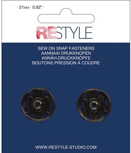 Aannaaidrukknopen 21mm zwart per 2 stuks