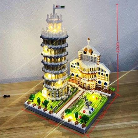 LED Vrijheidsbeeld Micro Mini Bouwstenen voor Volwassenen Creatief Cadeau Historisch Bouwspeelgoed in bag beige
