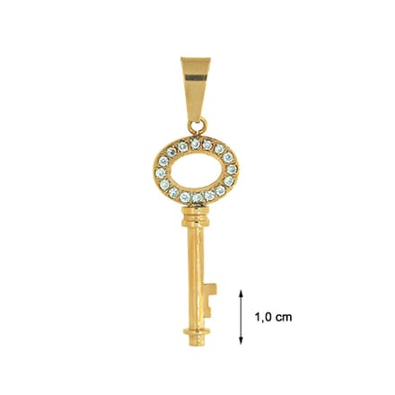 Blinx Jewels Stalen Hanger Sleutel Steentjes Zirkonia