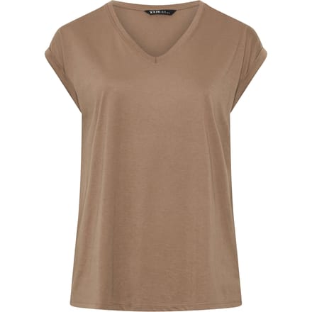 Yours Natuurlijk Bruin Basic Tshirt Met Vhals Size 38