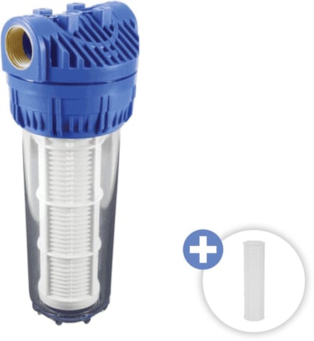Deltaline - Waterfilter 10" met binnenfilter - Cartridgefilter kunststof - Binnendraad 1" - Incl. Beugel, Sleutel & Extra filter
