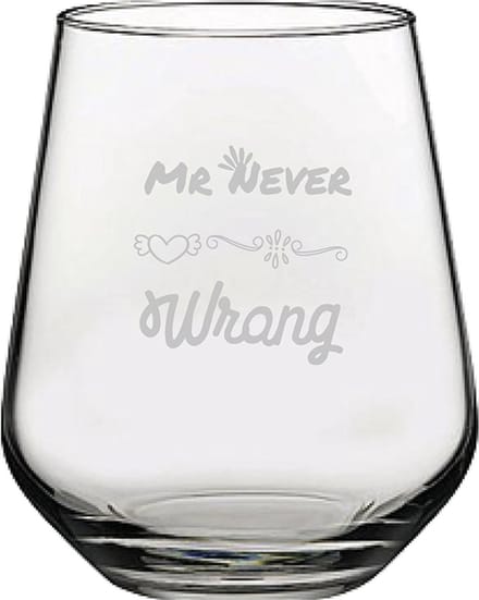 Gegraveerde drinkglas 42,5cl Mr. Never wrong