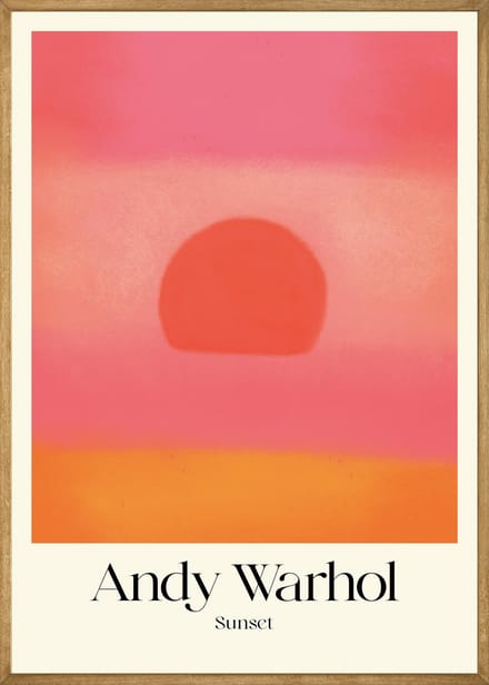 Andy Warhol Zonsondergang Poster Roze/Rood - 21x30 cm