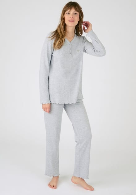 Damart - Pyjama ribgebreid - Dames - Grijs - 38-40 (S)