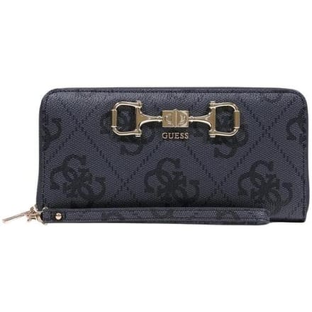 GUESS portemonnee Janie Logo SLG Zip Around Wallet Coal Logo donkergrijs
