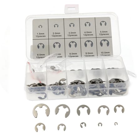 120PCS 304 RVS E-Clip Assortiment Kit M1.5-10 Borgring Externe Borgringen Set 120PCS