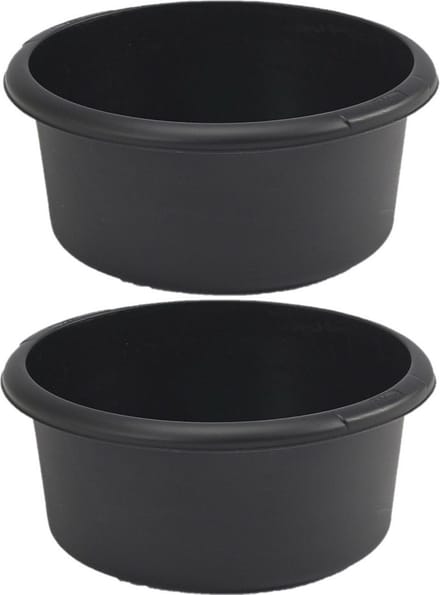 Whitefurze afwasteil/afwasbak - 2 st - 4 liter - zwart - 27 x 27 x 13 cm
