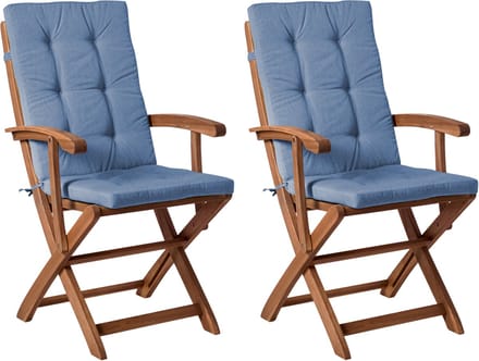 MAUI II - Tuinstoel set van 2 - Bruin/Blauw - Acaciahout