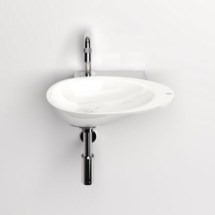 Clou First fonteinkom 36x21.8cm zonder kraangat met plug mineraalsteen Wit