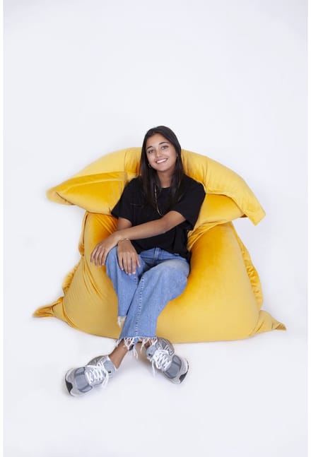 Sit On It ZINKAS VELVET Zitzak - Multifunctioneel - Modern - Geel - Ruimtebesparend - Lichtgewicht