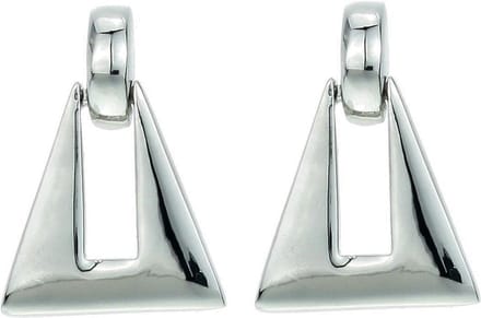 Behave - Dames oorbellen - Driehoek hangers zilverkleur modern 3 cm