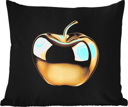 Tuinkussen - Appel - Goud - Chrome - Zwart - 40x40 cm - Weerbestendig