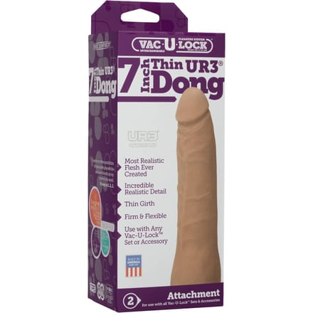 Vac-U-Lock - Dildo 7 Inch - Thin Dong - UR3 - Bruin
