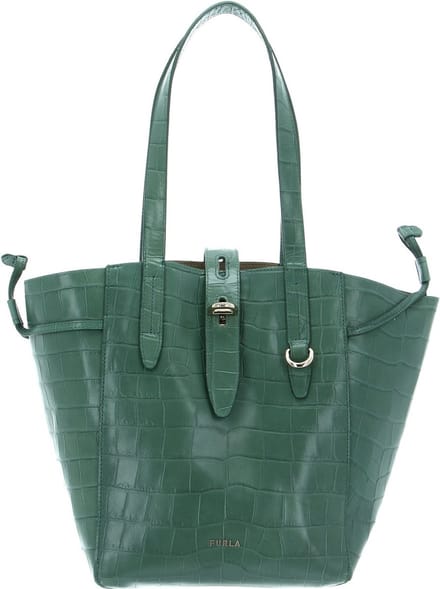 FURLA Leren Schoudertas Shopper Net Tote Ulivo Petrol
