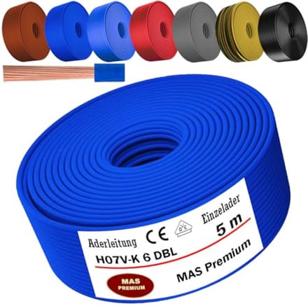 Flexibele Aderkabel H07 V-K 6 mm² - Diverse Kleuren en Lengtes