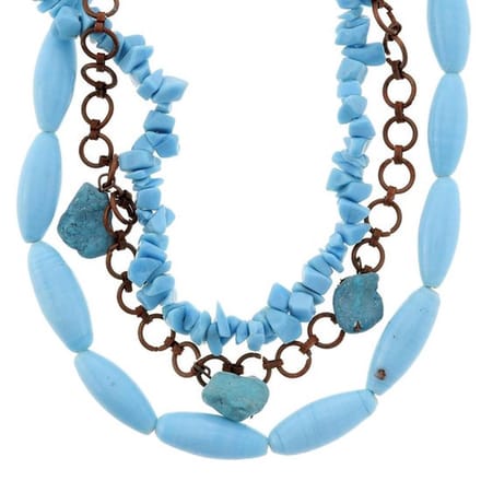 Behave - Damesketting turquoise lagen - Boho chic - 46 cm