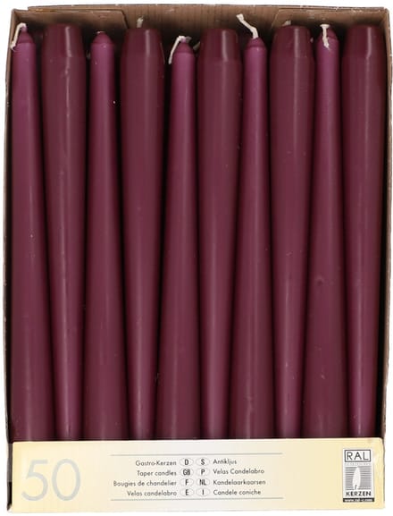 50 Kandelaarkaarsen Ø 2,2 cm · 25 cm grijs