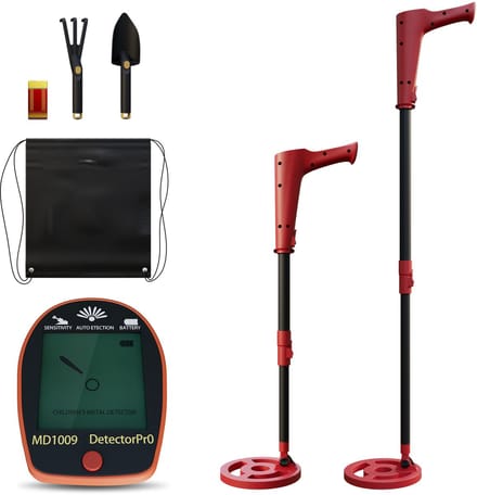 ACXIN Kinder Metaaldetector - 3kHz LCD - Waterdichte Spoel - 70-95cm ABS - Rood