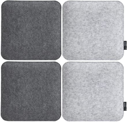 Extra Dik: 4 Vilten Zitkussen Vierkant - 35x35x3cm Omkeerbaar Stoelkussen Vilt - Stoelpad Grijs