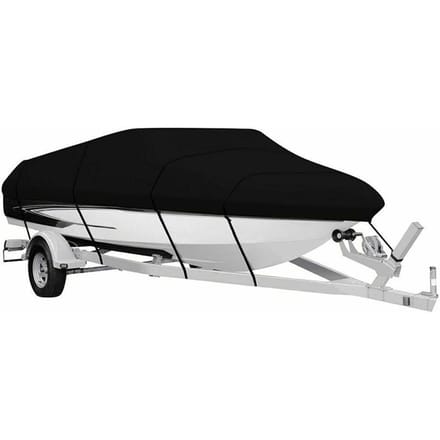 Housse de Bateau Résistante aux Déchirures avec Sac de Rangement Housse de Bateau Imperméable Toutes Saisons Convient aux Coques en V, Coques Triples, noir