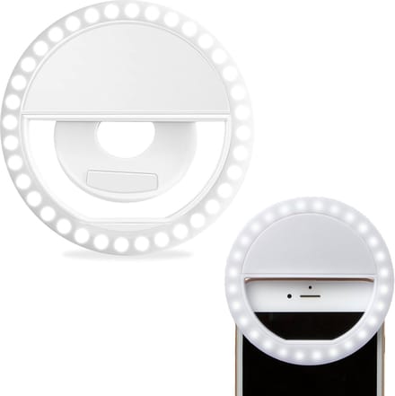 Selfie Ring Light Universeel - Selfie Ring Lamp Met Clip Universeel - Selfie Ringlight LED Light Oplaadbaar - Wit