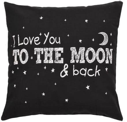 Kussen/Woonkussen Overtrek I love you to the Moon & back Zwart Wit