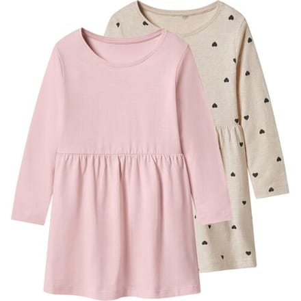LUPILU Set van 2 kinder jurken (Beige/roze, 122/128)