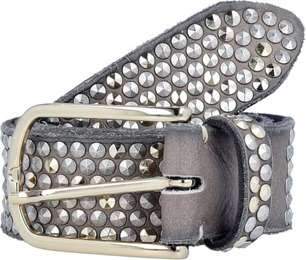 b.belt Leren Riem Nietengürtel Zoe Gold W80 Taupe Grijs