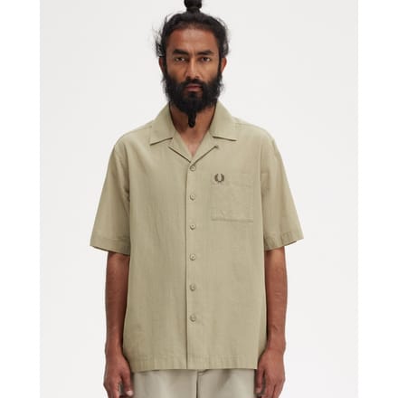 Fred Perry Heren Lichte Textuur Revere Kraag Korte Mouwen Shirt