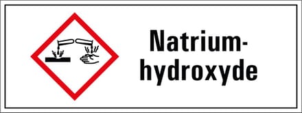 Natriumhydroxyde GHS tekststicker 200 x 75 mm