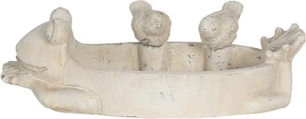 Clayre & Eef Vogelvoederbak Kikker 32x19x9 cm Beige Steen Ovaal