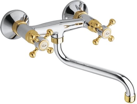 Sapho Antea Wandgemonteerde mengkraan, chroom/goud