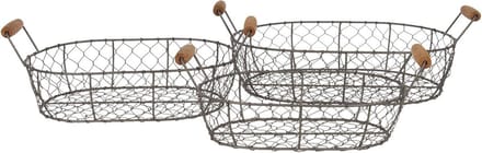 Clayre & Eef Opbergmand Set van 3 42x27x15 cm Bruin IJzer