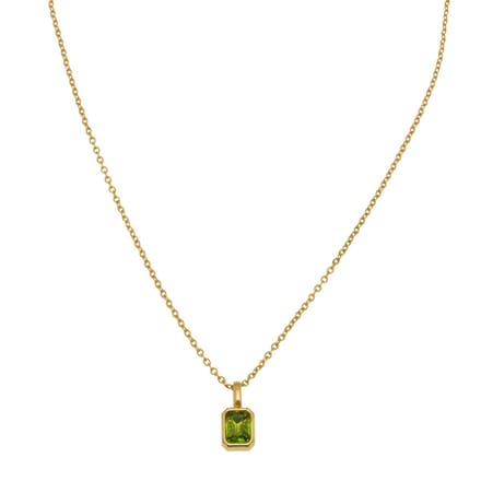 Essenza Light Green Octagon Stone Necklace Gold