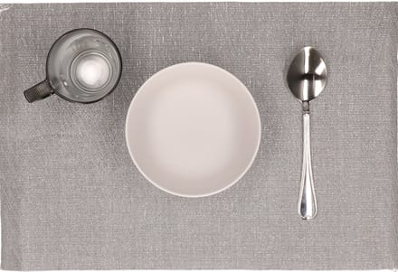 Svenska living Placemats - 12x stuks - licht grijs - polyester - 45 x 30 cm