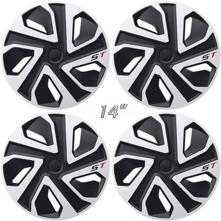 Wieldoppen ST-GTS 14 inch zilver/zwart/ST logo (set a 4 stuks in doos)