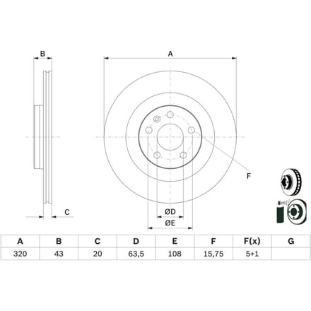 Remschijf BOSCH 0 986 479 E87 achter, geventileerd, 1 Stuk