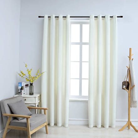 vidaXL - Gordijn - verduisterend - met - ringen - 2 - st - 140x175 - cm - fluweel - crème
