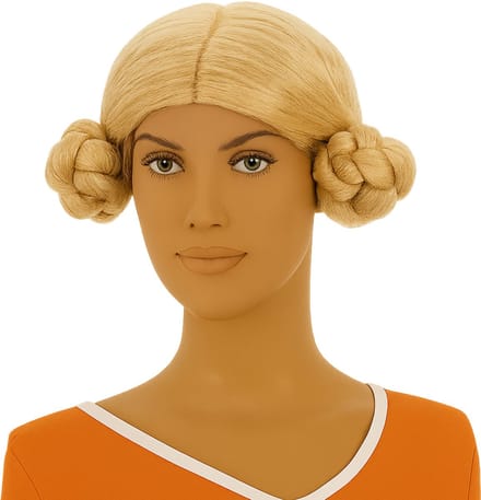 Blonde Dubbele Knot Verkleedpruik – Feestpruik voor Carnaval & Themafeesten