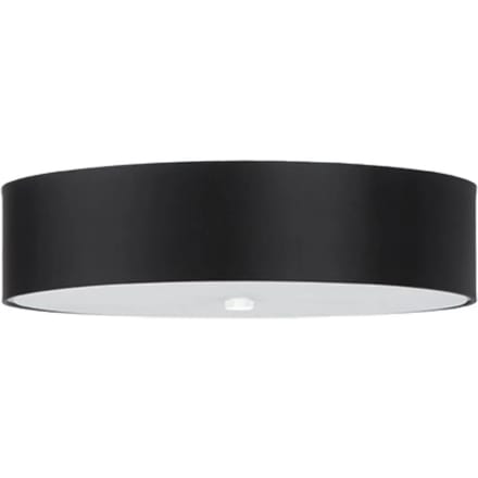Plafondlamp SKALA 50 met ronde stoffen kap en glas - Sollux Lighting - IP20 - Zwart stof/glas/staal behuizing - 50 x 50 x 16 cm - 5 x E27 LED, exclusief lichtbron - 5 x 15 W - Minimalistische plafondlamp voor woonkamer, slaapkamer en eetkamer