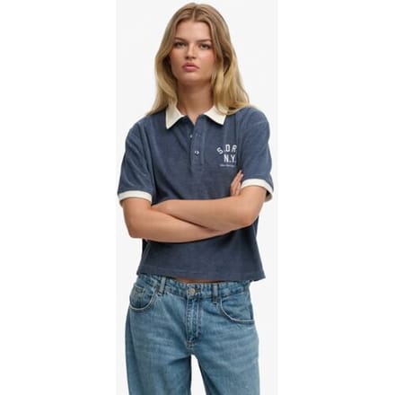 Superdry Heritage Terry Polo Blue Grootte: 40