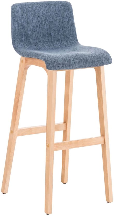 CLP Hover Barkruk - Hout frame - Stof blauw/natura