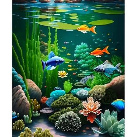 40x30cm Diamond Painting gekleurde vissen (vierkant) nr 160