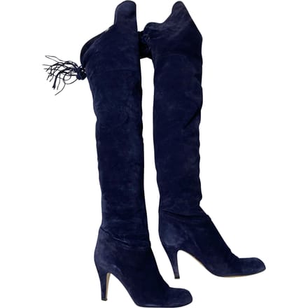 Chloe Hannah Franje Knielaarzen in Blauw Suède