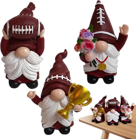 Kabouter Beeldjes - Voetbal Gnomes - Binnen Decoratie - Set van Drie - Tot 10cm Hoog
