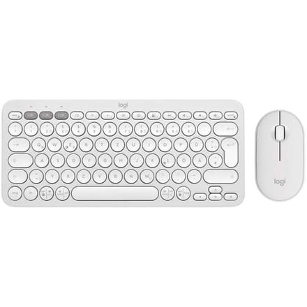 Logitech Pebble 2 Combo Set met toetsenbord en muis Draadloos Optisch Wit 3 Toetsen