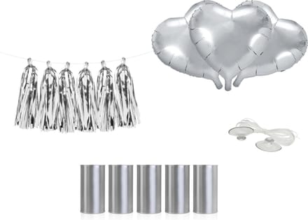 Auto decoratie pakket Zilver kleur