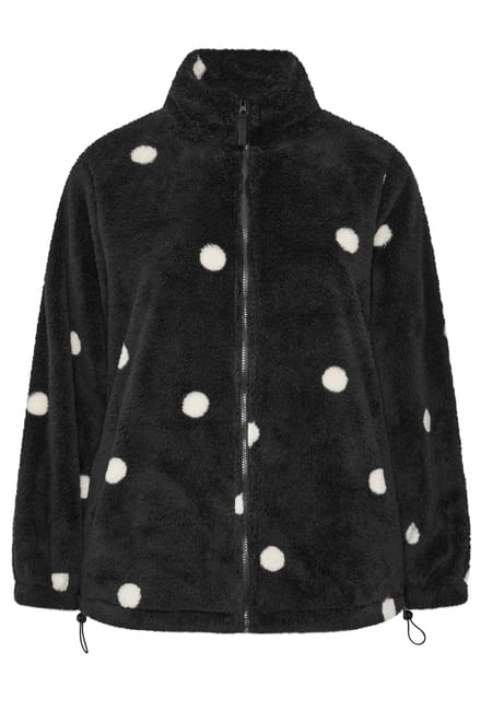 Yours Zwarte Fleece Met Stippen En Ritssluiting Size 48