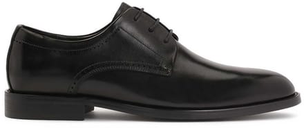 Black men's shoes with decorative perforation